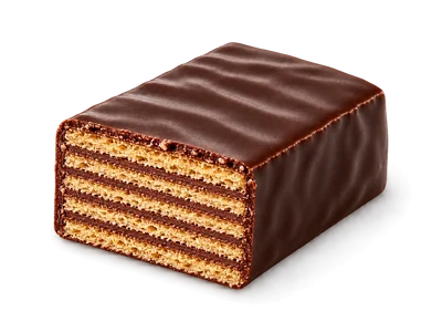 Wafer coated in dark chocolate